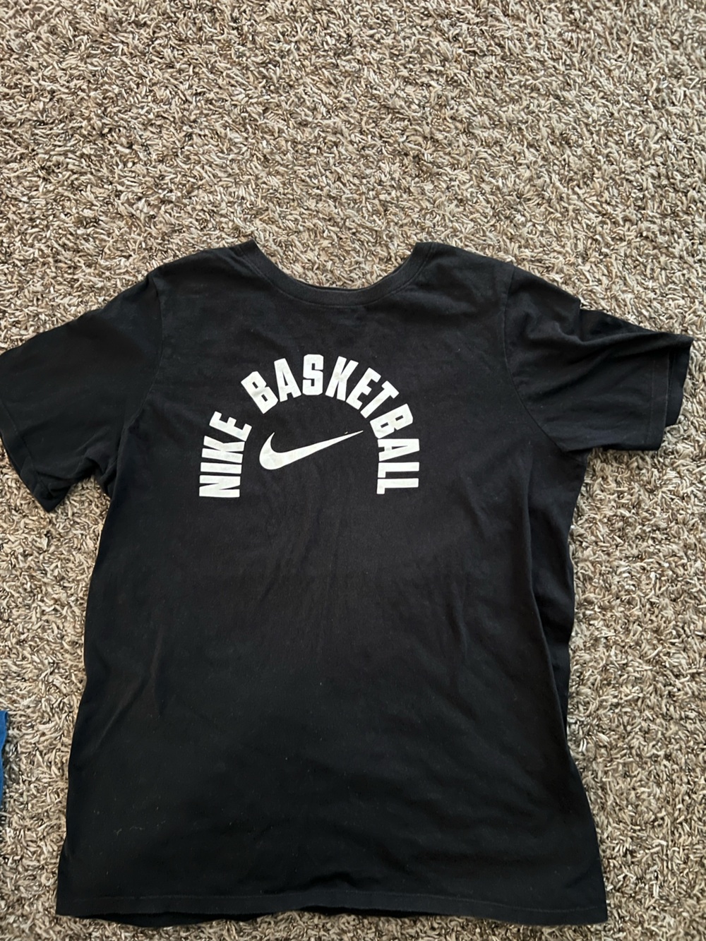 Nike Black Tee with White Swoosh and Text Print